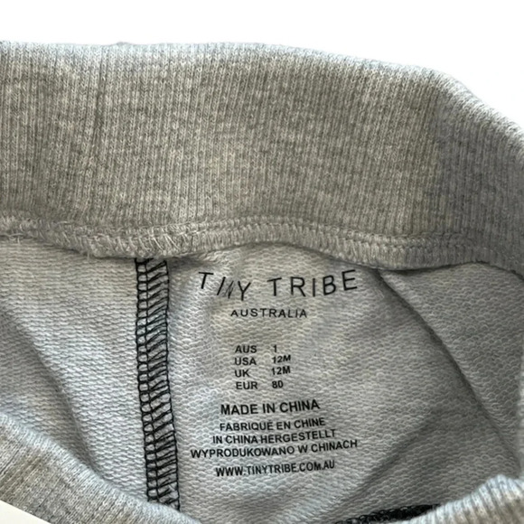 Tiny Tribe Gray Black Baby Sweat Shorts 12 months - Picture 2 of 2